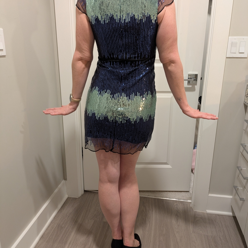 Charlotte Russe Blue and Green Sequin Mini Dress - Picture 2 of 8